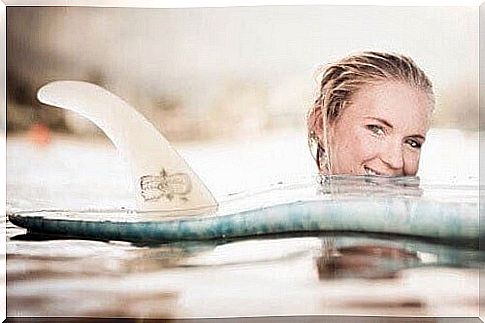 Bethany Hamilton and surfboard