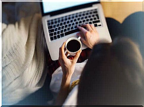 Woman typing on pc