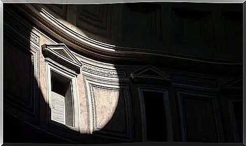 Detail of the Pantheon in Rome.