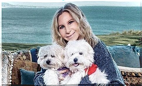 Barbra Streisand with two dogs